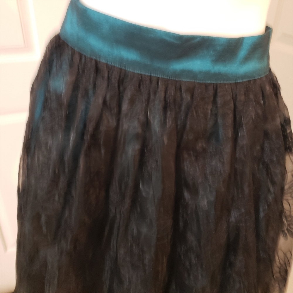 Voodoo Vixen Black Lace Skirt with Teal Band - Picture 2 of 10